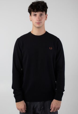 Fred Perry – Boucle Laurel Wreath Black – Pullover – Schwarz – L – 100% Baumwolle