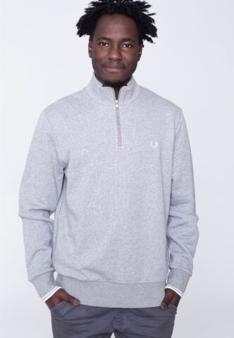 Fred Perry – Half Zip Steel Marl – Pullover – Grau – S – 75% Baumwolle, 25% Polyester