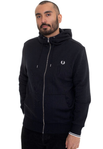 Fred Perry – Hooded Zip Through Navy – Zipper – Blau – M – 80% Baumwolle, 20% Polyester