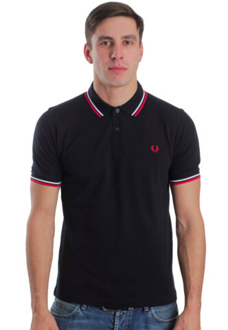 Fred Perry – Slim Fit Twin Tipped Navy/White/Red Core – Polo – Blau – S – 100% Baumwolle