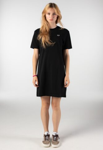 Fred Perry – Tipped Pique T-Shirt Black – Kleid – Schwarz – Small – 100% Baumwolle