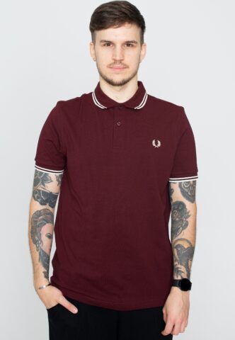 Fred Perry – Twin Tipped Oxblood – Polo – Weinrot – XL – 100% Baumwolle