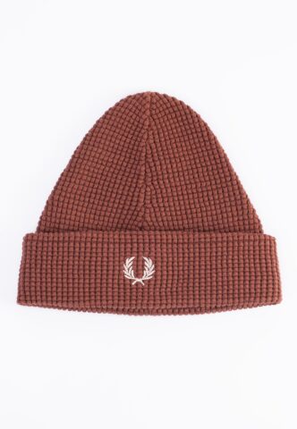Fred Perry – Waffle Knit Whisky – Beanie – Braun – Onesize – 100% Baumwolle