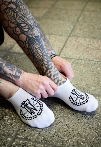 Fuchsteufelswild – Logo White Sneaker – Socken – Weiß – S – 75% Polyester, 25% Baumwolle