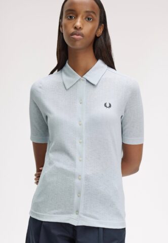 Fred Perry – Button-Through Sheer Rib Dusky Blue – Hemd – Blau – Small – gid://shopify/Metaobject/68981162221