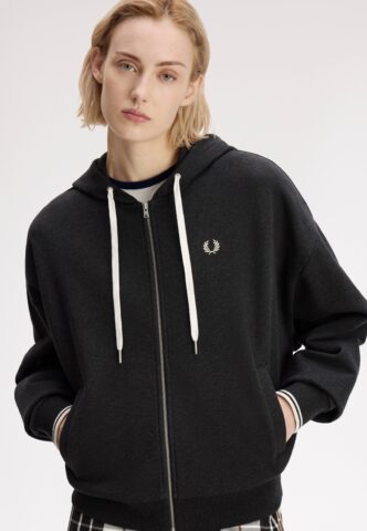 Fred Perry – Hooded Zip-Through Charcoal Marl – Zipper – Grau – X-Small – 100% Baumwolle