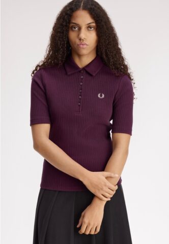Fred Perry – Wide Rib Plum – Polo – Lila – Medium – 98% Baumwolle, 2% Elastan
