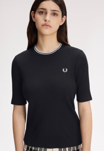 Fred Perry – Twin Tipped Ribbed Black – T-Shirt – Schwarz – X-Large – 60% Baumwolle, 40% Polyester