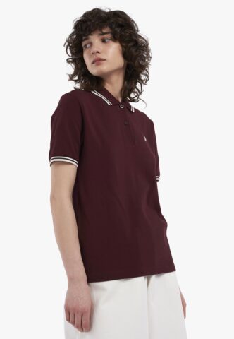Fred Perry – Twin Tipped Oxblood/Ecru/Ecru – Polo – Weinrot – Medium – 100% Baumwolle