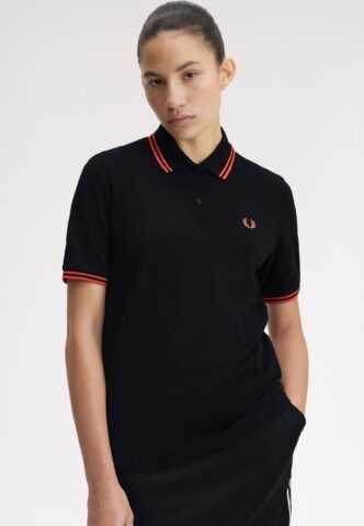 Fred Perry – Twin Tipped Black/Flamingo Tan/Flamingo Tan – Polo – Schwarz – Medium – 100% Baumwolle