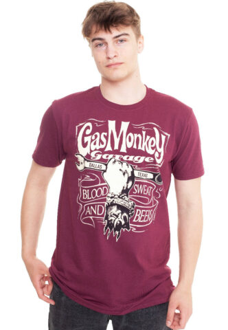 Gas Monkey Garage – Mechanics Spanner Maroon – T-Shirt – Weinrot – S – 100% Baumwolle,Jersey