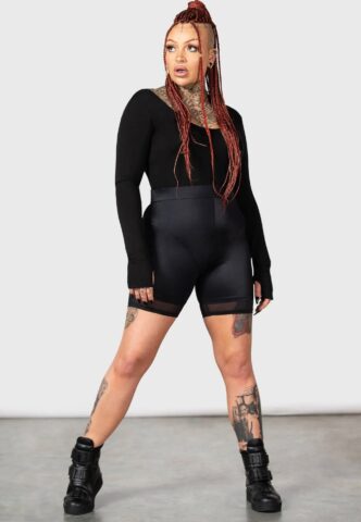 Killstar – Gothletic Black – Shorts – Schwarz – XS – 75% Nylon, 25% Elastan