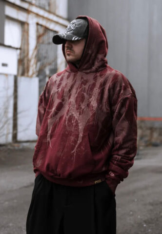 Stay Cold Apparel – Grimfall Oversized Red – Hoodie – Weinrot – XXL – 100% Baumwolle
