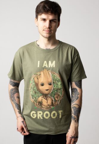 Guardians Of The Galaxy – I Am Groot Badge Olive – T-Shirt – Grün – S – 100% Baumwolle,Jersey