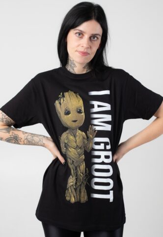 Guardians Of The Galaxy – I Am Groot Portrait – T-Shirt – Schwarz – S – 100% Baumwolle