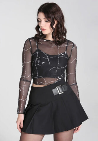 Hellbunny – Stitches Mesh Black – Longsleeve – Schwarz – L – 90% Polyester, 10% Elastan
