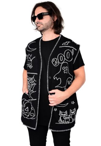Foxblood – Halloween Night Patchwork Black – Weste – Schwarz – XS/S – 100% Baumwolle