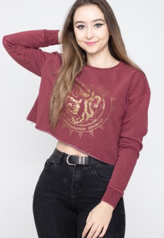 Harry Potter – Gryffindor Cropped Wine Red Acid Wash – Sweater – Weinrot – XL – 65% Baumwolle, 35% Polyester