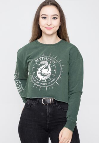 Harry Potter – Slytherin Cropped Green Acid Wash – Sweater – Grün – XXL – 65% Baumwolle, 35% Polyester