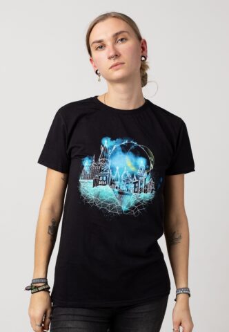Harry Potter – Wireframe Hogwarts – T-Shirt – Schwarz – XL – 100% Baumwolle