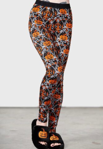 Killstar – Haunted Black – Leggings – Orange – S – 95 % Viskose, 5 % Elastan