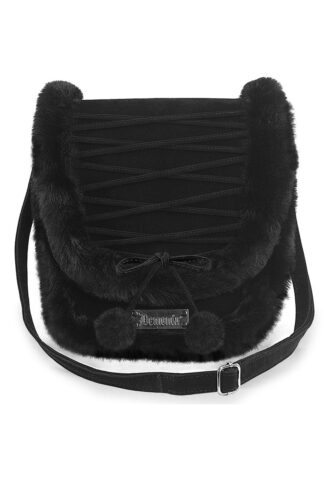 DemoniaCult – Faux Suede And Fur Crossbody Black – Tasche – Schwarz – Onesize – 100% Polyester