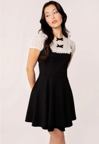Hellbunny – Alice Black/White – Kleid – Schwarz – M – 95% Polyester, 5% Elastan