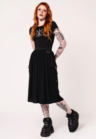 Hellbunny – Ashleigh Black – Rock – Schwarz – S – 100% Viskose