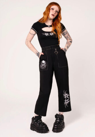 Hellbunny – Auri Black – Hose – Schwarz – M – 62% Polyester, 35% Viskose, 3% Elastan