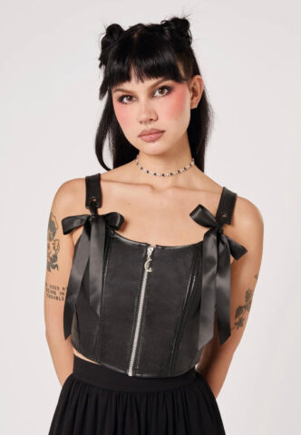Hellbunny – Black Steel Black – Korsett – Schwarz – L – gid://shopify/Metaobject/70610321645