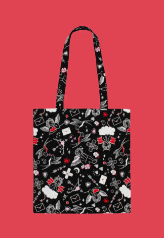 Hellbunny – Charlie Black – Tote Bag – Schwarz – Onesize – 100% Baumwolle