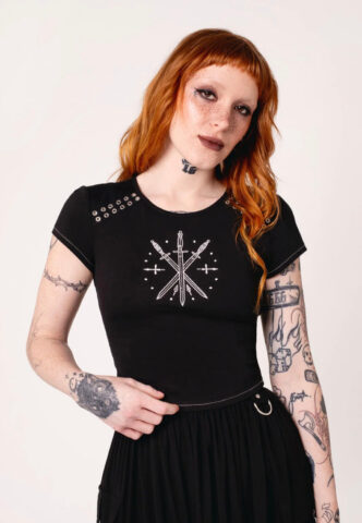 Hellbunny – Clarimond Black – Oberteil – Schwarz – XXL – 95% Baumwolle, 5% Elastan