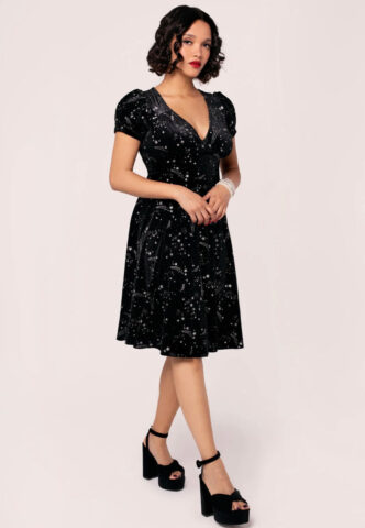 Hellbunny – Cosmic Dust – Kleid – Schwarz – XXL – 95% Polyester, 5% Elastan