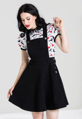 Hellbunny – Dakota Pinafore Black – Kleid – Schwarz – S – 98% Baumwolle, 2% Elastan