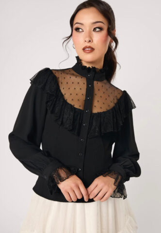 Hellbunny – Dark Knight Black – Bluse – Schwarz – XL – 100% Polyester