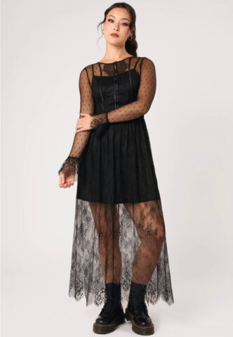 Hellbunny – Dark Knight Midi Black – Kleid – Schwarz – L – 100% Nylon
