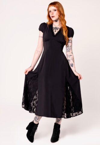 Hellbunny – Edith Black – Kleid – Schwarz – XL – 98% Polyester, 2% Elastan