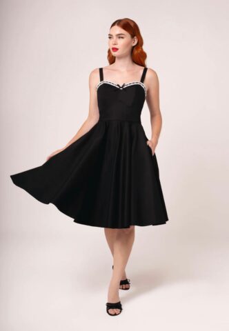 Hellbunny – Gracie Midi Black – Kleid – Schwarz – L – 98% Baumwolle, 2% Elastan
