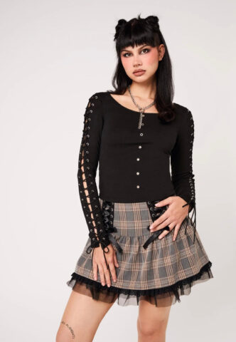 Hellbunny – Grimly Black – Oberteil – Schwarz – S – 95% Baumwolle, 5% Elastan