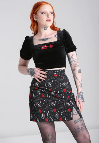 Hellbunny – Lilith Black – Rock – Schwarz – M – 95% Polyester, 5% Elastan