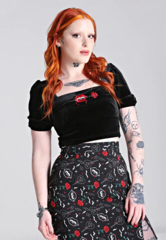 Hellbunny – Lilith Crop Black – Oberteil – Schwarz – XXL – 95% Polyester, 5% Elastan