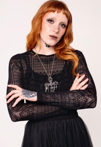 Hellbunny – Mea Culpa Black – Oberteil – Schwarz – XL – 95% Polyester, 5% Elastan