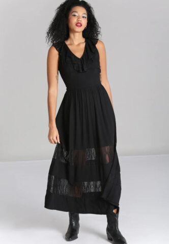 Hellbunny – Mortem Maxi Black – Kleid – Schwarz – L – 100% Viskose