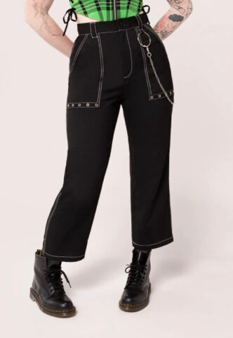 Hellbunny – Obsidian – Hose – Schwarz – S – 62% Polyester, 35% Viskose, 3% Elastan