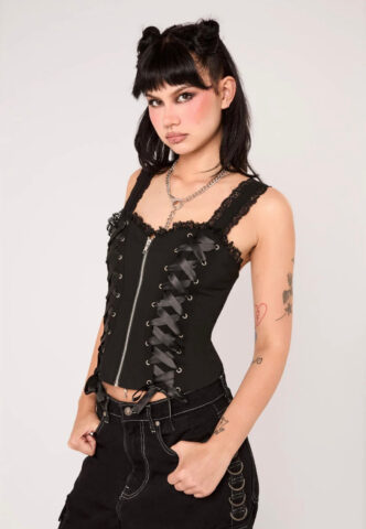 Hellbunny – Quinzel C Black – Oberteil – Schwarz – XXL – 62% Polyester, 35% Viskose, 3% Elastan