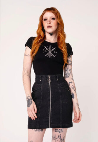 Hellbunny – Raye Black – Rock – Schwarz – M – 65% Baumwolle, 30% Polyamid, 5% Elastan