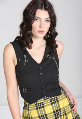 Hellbunny – Rebellion Black – Weste – Schwarz – XL – 70% Polyester, 27% Viskose, 3% Elastan
