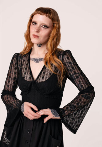Hellbunny – Rhianne Black – Oberteil – Schwarz – XL – 95% Polyester, 5% Elastan