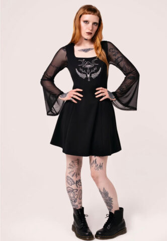 Hellbunny – Russula – Kleid – Schwarz – XL – 95% Polyester, 5% Elastan