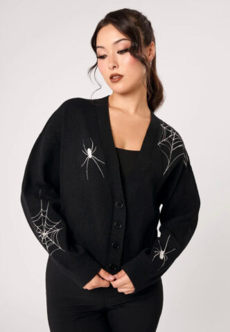Hellbunny – Spooked Black/White – Cardigan – Schwarz – L – 50% Viskose, 30% Polyester, 20% Nylon